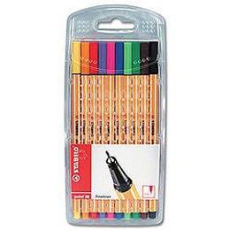  Tintes pildspalvu komplekts STABILO POINT88 |0.4 mm| 10 krāsas