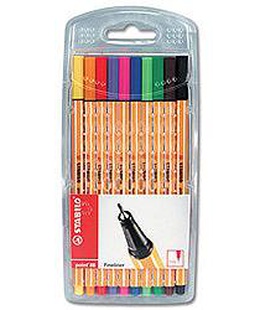  Tintes pildspalvu komplekts STABILO POINT88 |0.4 mm| 10 krāsas  Hover