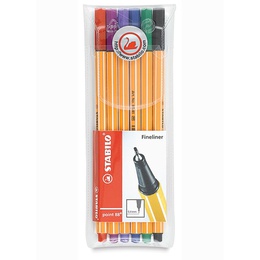  Tintes pildspalvu komplekts STABILO POINT 88 |0.4 mm| 6 krāsas