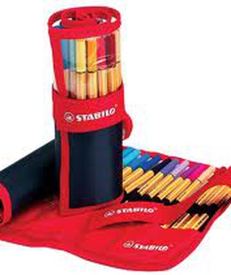  Tintes pildspalvu komplekts STABILO POINT88 ar penāli |25 krāsas  Hover