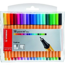  Pildspalvu komplekts STABILO POINT 88 MINI |0.4 mm|18 krāsas