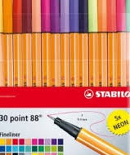  Tintes pildspalvu komplekts STABILO POINT88|iepakojumā 30 krāsas  Hover