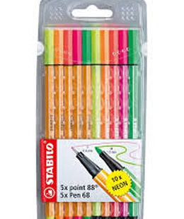  Pildspalvu un flomasteru komplekts NEON COLORS | 10 krāsas  Hover