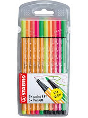  Pildspalvu un flomasteru komplekts NEON COLORS | 10 krāsas  Hover