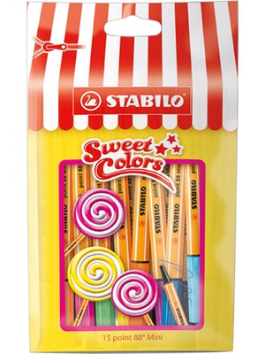  Pildspalvu komplekts STABILO POINT MINI SWEET |0.4 mm|15 krāsas  Hover