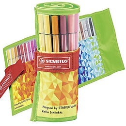  Flomasteru komplekts ar penāli STABILO Pen 68 |0.4 mm| 25 krāsas