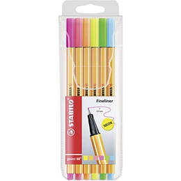  Pildspalvu komplekts STABILO POINT NEON |0.4 mm| 6 krāsas