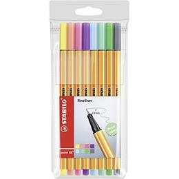  Tintes pildspalvu komplekts STABILO POINT  pasteļkrāsas|0.4 mm| 8 krāsas