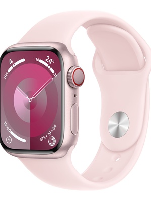 Viedpulksteni Apple Watch Series 9 GPS + Cellular 41mm Pink Aluminium Case with Light Pink Sport Band - M/L  Hover