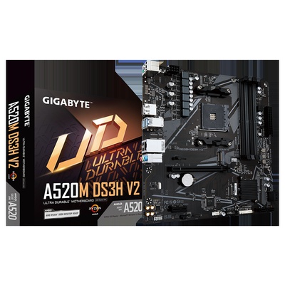  Gigabyte | A520M DS3H V2 | Processor family AMD | Processor socket AM4 | DDR4 DIMM | Memory slots 2 | Number of SATA connectors 4 | Chipset AMD A520 | Micro ATX