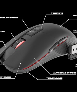 Pele Genesis | Wireless | ZIRCON 330 | Gaming Mouse | Black  Hover