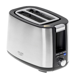 Tosteris Adler | AD 3214 | Toaster | Power 750 W | Number of slots 2 | Housing material Stainless steel | Silver