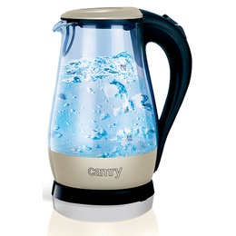 Tējkanna Camry | CR 1251 | Standard kettle | 2000 W | 1.7 L | Glass | 360° rotational base | Glass/Black