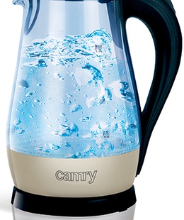 Tējkanna Camry | CR 1251 | Standard kettle | 2000 W | 1.7 L | Glass | 360° rotational base | Glass/Black  Hover