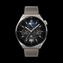Viedpulksteni WATCH | GT 3 Pro | Smart watch | GPS (satellite) | AMOLED | Touchscreen | Activity monitoring 24/7 | Waterproof | Bluetooth | Titanium Case with Gray Leather Strap