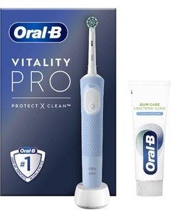 Birste Oral-B | Vitality Pro Protect X Clean | Electric Toothbrush + Toothpaste | Rechargeable | For adults | Number of brush heads included 1 | Number of teeth brushing modes 3 | Blue  Hover