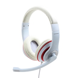 Austiņas Gembird | Stereo Headset | MHS 03 WTRD | White with Red Ring | 3.5 mm | Headset