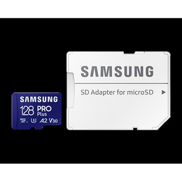 Samsung | MicroSD Card with SD Adapter | PRO Plus | 128 GB | microSDXC Memory Card | Flash memory class U3