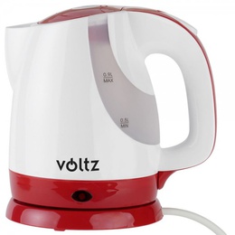 Oliver Voltz 55551230FR elektriskā tējkanna, 1300W, 0.9L, bezvadu, baltā/sarkanā krāsā