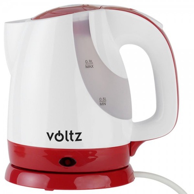 Oliver Voltz 55551230FR elektriskā tējkanna, 1300W, 0.9L, bezvadu, baltā/sarkanā krāsā