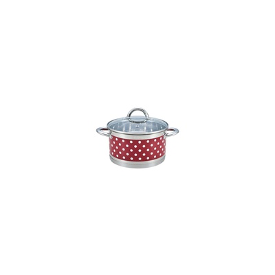 Rosberg R51210I20 pot, 20 cm, 3.6 l. Stainless steel. steel. Red with  white dots 5R51210I20