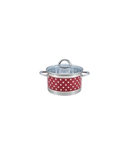 Pot Rosberg R51210I24, 24 cm., Stainless steel. steel. Red with white  dots 5R51210I24  Hover