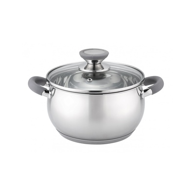 Pot Voltz OV51210N22, 22cm/4.6л., Gray handles, Stainless steel 5V1210N22G