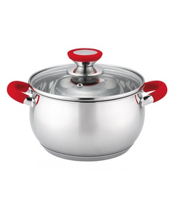 Pot Voltz OV51210N24, 24 cm./6 l., Red handles, Stainless steel 5V1210N24R  Hover