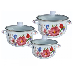 Augstas kvalitātes, izturīgs, emaljēts tērauda mērču katliņu komplekts, 5R54518H3G, Rosberg