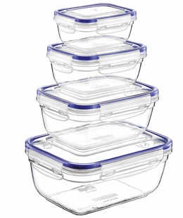 4 daļu pārtikas uzglabāšanas trauku komplekts, taisnstūrveida, 0,4 l, 0,8 l, 1,4 l, 2,3 l, 40006, Mi  Hover