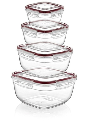4 daļu pārtikas uzglabāšanas trauku komplekts, taisnstūrveida, 0,5 l, 0,9 l, 1,5 l, 2,4 l, 40013, Mi  Hover