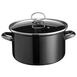 Roasting pot with lid Ø 16cm. Ø 16cm, height 10cm. Robust steel alloy. Excellent heat diffusion. Dur 46532