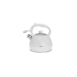 Tējkanna ar svilpi, 2L, balta marmora krāsā ar baltu rokturi Kinghoff KB 7319