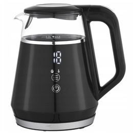 Stikla elektriskā tējkanna 1,0 l (melna), 1100 W, 1712, KAMILLE