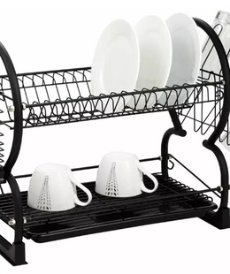 Trauku balsts - metāla trauku žāvētājs, 2 līmeņu, melns Kinghoff KH 1500  Hover