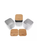 Virtuves konteineru komplekts, 3 gab., tērauds un bambuss, balts, 11.5 × 11.5 × 12.3 cm, KH 1526, Ki Hover