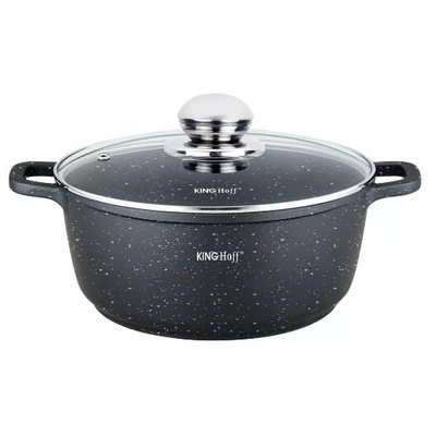 Katls ar marmora pārklājumu, Ø22x9,9 cm, 3,3 l, melns, Kinghoff, KH 1594