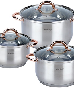 KINGHoff rozā zelta krāsas katlu komplekts, 6 daļas, Ø18, Ø20, Ø24, KH 1762  Hover
