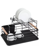 Divpakāpju trauku žāvēšanas plaukts, tērauds-plastmasa-koks, melns - KINGHoff KH 1796