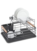 Divstāvu trauku žāvēšanas statīvs, tērauds-plastmasa-koks, pelēks - KINGHoff. KH 1797