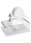 Divstāvu trauku žāvēšanas statīvs, tērauds-plastmasa-koks, balts - KINGHoff KH 1798