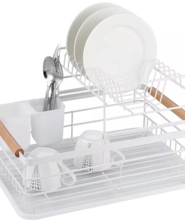 Divstāvu trauku žāvēšanas statīvs, tērauds-plastmasa-koks, balts - KINGHoff KH 1798  Hover