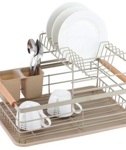 Divpakāpju trauku žāvēšanas plaukts, tērauds-plastmasa-koks, bēšs - KINGHoff KH 1799  Hover