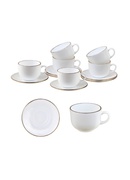 Tasīšu komplekts, 210 ml, 12 gab., apaļas, opāla baltas ar zeltu, KINGHoff KH 1929 Hover