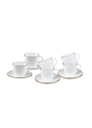 Tasīšu komplekts, 220 ml, 12 gab., kvadrātveida, opāla baltas ar zeltu, KINGHoff KH 1930 Hover