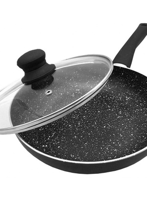 Panna ar vāku, alumīnijs, Ø26cm, melns marmors KINGHoff KH 3958  Hover