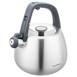 Nerūsējošā tērauda tējkanna ar svilpi, matēti sudraba krāsā, tilpums 2.5 l, Klausberg, KB 7773
