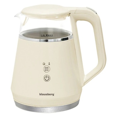 Elektriskā tējkann Klausberg KB 7893 no stikla ar LED paneli, tilpums 1,0L un jauda 1100W