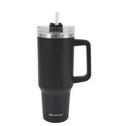 Termokrūze ar salmiņu, melna, 1100 ml, nerūsējošais tērauds, Klausberg, KB 7942