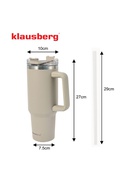 Termokrūze ar salmiņu, bēša, 1100 ml, nerūsējošais tērauds, Klausberg, KB 7944. Liela 1100 ml ietilp Hover